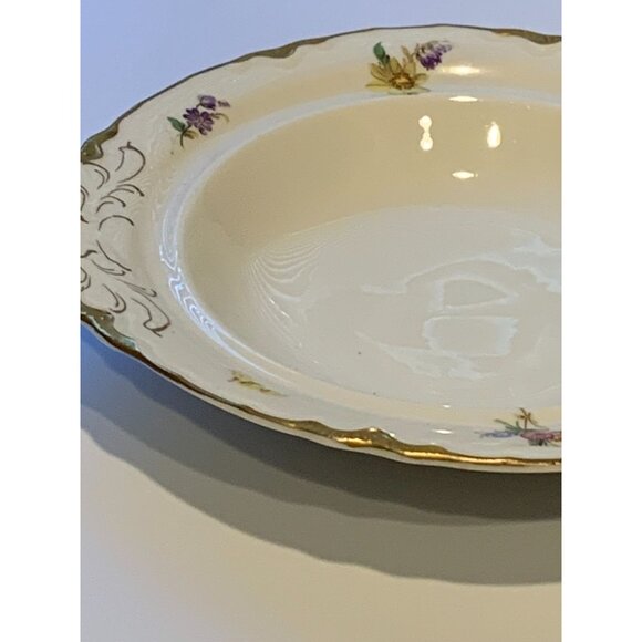 Vintage Dresden By Warwick Round Porcelain Floral Butter Dish With Lid & Gold Ha - Picture 11 of 12